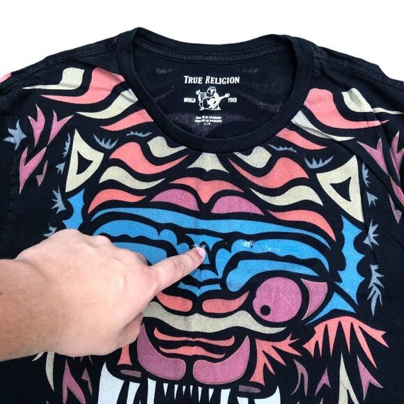 TRUE Religion T Shirt Dragon Fashion Black Large - Picture 6 of 8